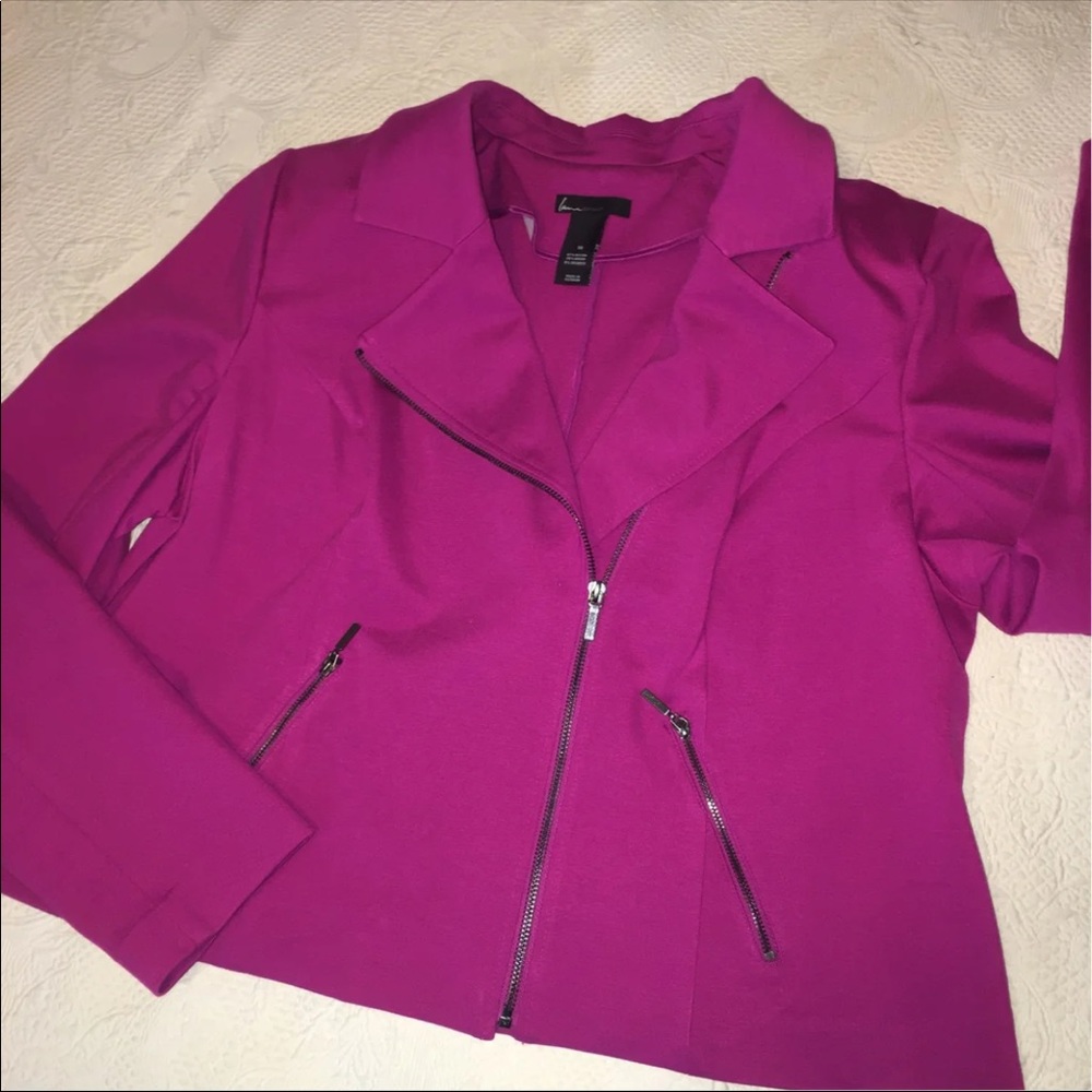 Lane Bryant Magenta Zip-Front Moto Jacket